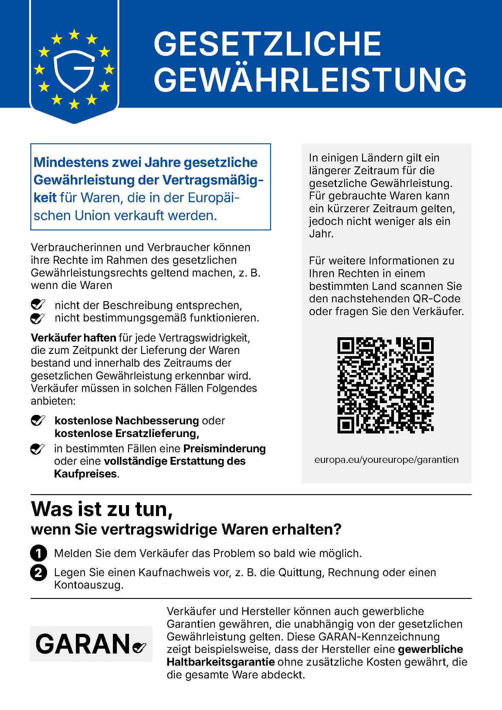 Gewährleistung Farbe